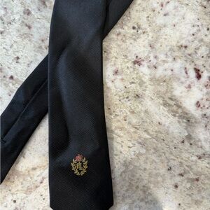 Black Men's Crest-Embroidered Tie - Ralph Lauren